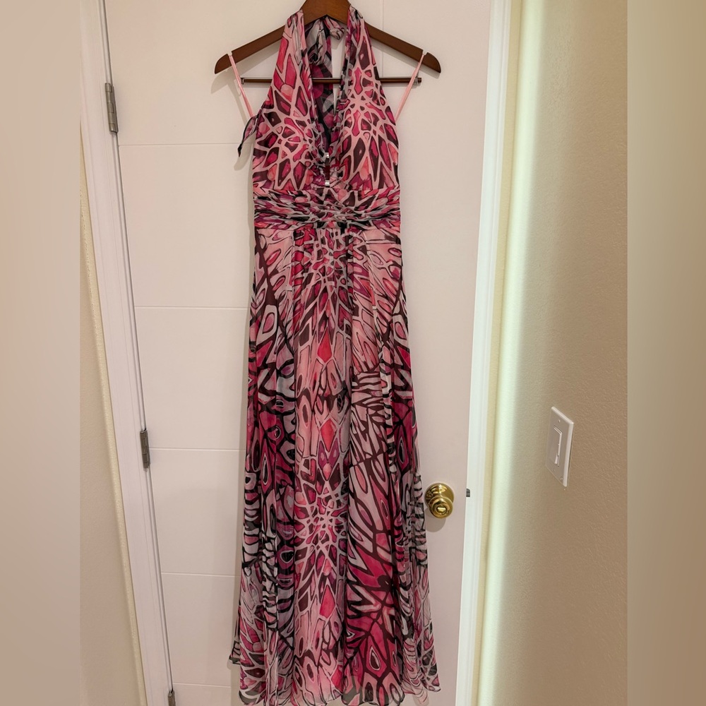 White House Black Market Pink and Black Maxi Dress